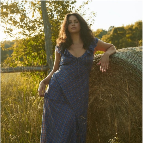 Doen Lulani Cotton Midi Dress V-neck Check Sleeveless Size XL - Picture 8 of 9